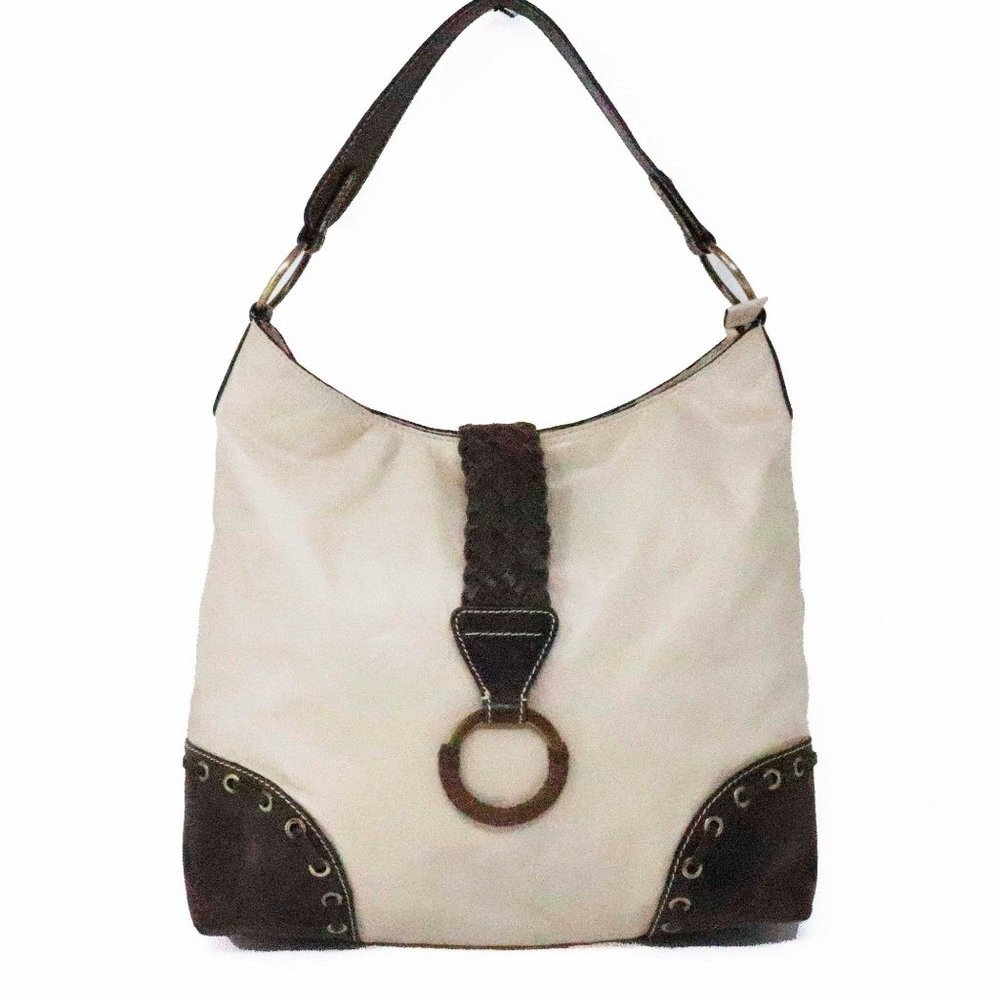 Vintage Firenze Bella White Brown Hobo Bag